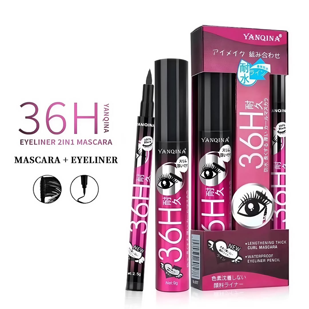 Yanqina - Professional 36H Black Mascara & Eyeliner Set